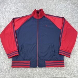 Polo Ralph Lauren Track Jacket Mens XL Navy Red Full Zip Made in USA Colorblock